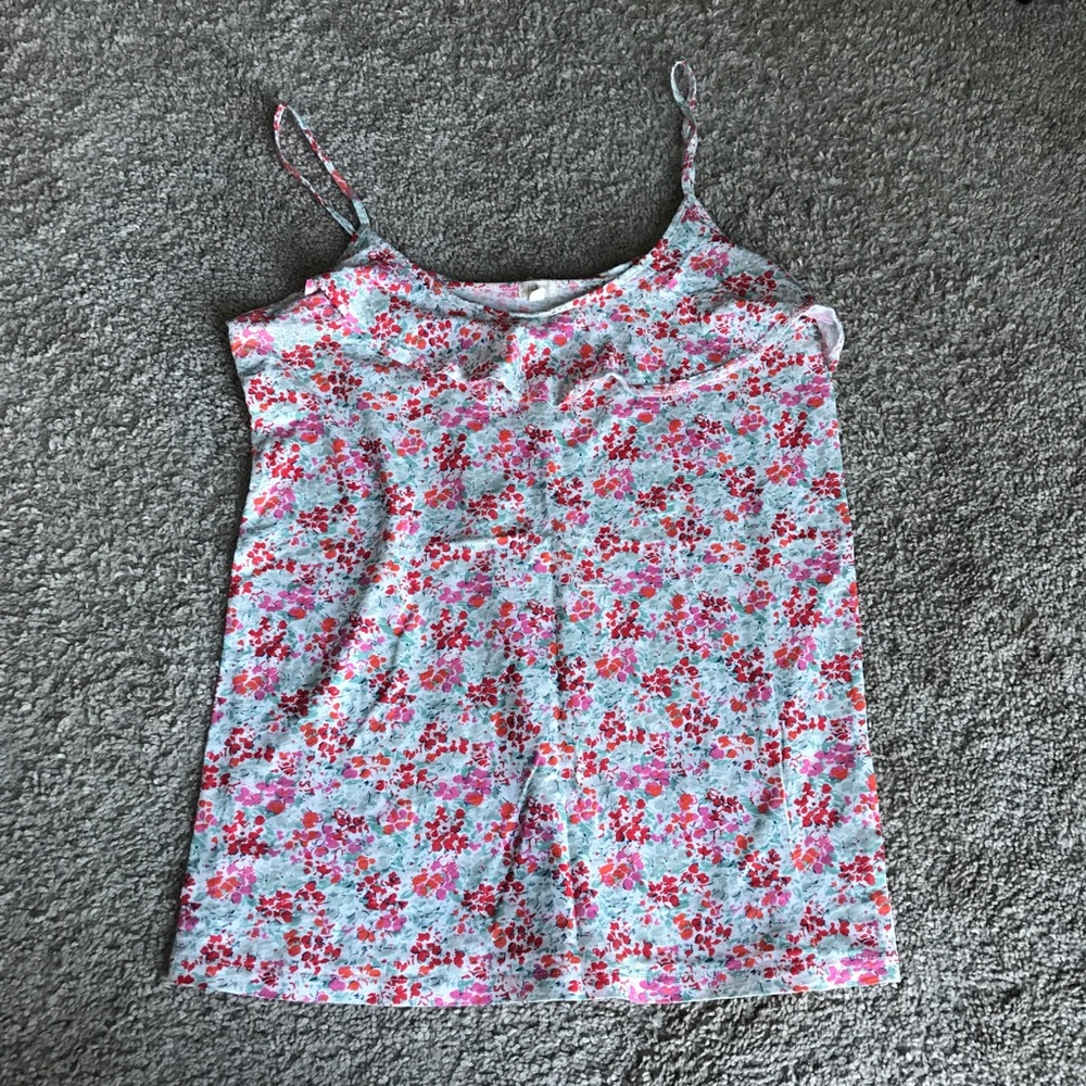 J Crew Floral Ruffle Tank